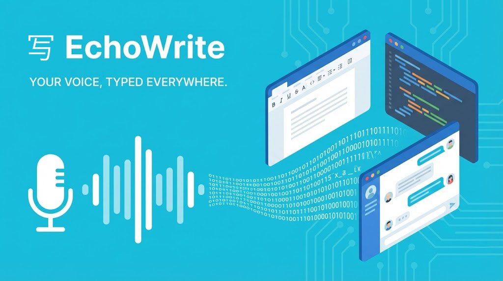 Screenshot of EchoWrite, System-wide voice dictation for Windows and macOS that types polished text anywhere